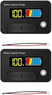 2PCS Voltage Meter DC 12V Voltmeter with Capacity Tester USB Outlet Digital Display Voltage Gauge