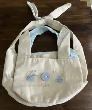 NWT Mudpie Canvas Tote Bag Easter Bunny Basket 2 Pack SET Of 2 Blue & White