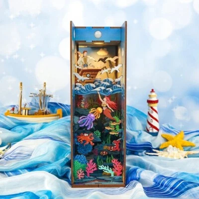 DIY Book Nook Shelf Insert Kits Wooden Miniature Building Kit The Mermaid Booken