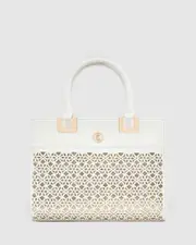 White Stef Lasercut Tote Bag