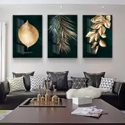 Golden and Black leafs Wall Art Prints (60x80cm)