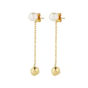 Hera Earrings in Sterling Silver with White Pearl - Shiny Finish Jewellery - Elegant Earrings in Australia