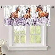 DOTOOMA 54x18 Inches Horse Purple Lavender Window Treatment Valance Wild Animal Kitchen Blackout Drapes Bathroom Bedroom Living Room Polyester Fabric Curtains Decorations Supplies