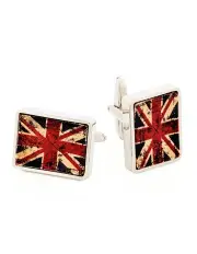 [Cudworth] Antique Print Union Jack Cufflinks in Multi