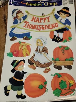 2002 Classic Clings Window Decorations Halloween Thanksgiving NEW