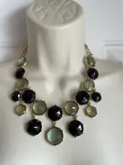 Chico's Necklace NWT Statement Hard Plastic Green Faceted Bib Collar