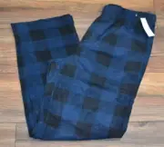 Super Soft & Comfy Brushed Fleece Pants Soft & Warm Blue Plaid Lounge Pants PJ