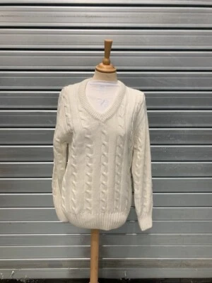 Gunn & Moore GM Cricket Clothing Sweater Plain Long Sleeved Cable Knit | Small