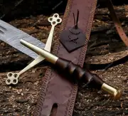 Handmade Damascus Steel 38" Long Medieval / Scottish Claymore Sword with Sheath.