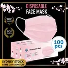 100Pcs PINK BLUSH Disposable Face Mask Protective Masks 3 layer Meltblown Filter