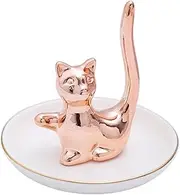 iplusmile Cat Ring Holder Engagement Ring Holder Dish Ceramic Decor Pottery Trinket Dish Rose Gold Plates Trinket Stand Jewelry Organizer Earring Stand Makeup Ceramics Kitten