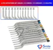 12 Pcs Osteotomes Angled (5 x Convex + 5 x Concave + 2 x Dilated Osteotomes) New