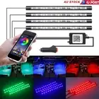4PCS 12V 48LED RGB Car Interior LED Strip Lights Wireless Remote Control Music