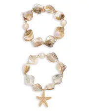 Ettika True Shell Stretch Bracelets, Set of 2