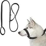 MILAIUN Figure of 8 Dog Lead 2M Anti Pull Rope for Training With Soft Comfy Padded Loop Handle and Nose Pads, Adjustable for Small, Medium and Large Dogs (Flat Rope)