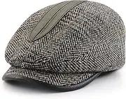 [Ueither] Ueihter Men's Tweed Flat Cap Newsboy Cap Gatsby Ivy Golf Hunting Hat 56-58 cm