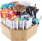 walowalo Holds 800+ Pens Organiser Desk Bamboo Rotating Pen Holder for Storage Pencils Colouring Pencils Marker 360 Degree Rotating Office Small Artist Dressing Table