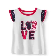 Walmart Brand Baby Girls Flutter Sleeve Shirt Size 24 Months LOVE Butterfly