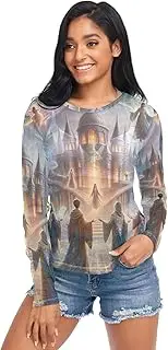[RPLIFE] Magic School Mesh Shirt Women Long Sleeve, Sheer Sleeve Top S-XXL