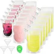ASelected 24Pcs Drink Pouches for Festivals, Plastic Reusable Hip Flask with Spout Leak Proof Alcohol Juice Liquid Pouches Bags Clear Travel Pouch with Funnel (500 ML, 420 ML, 250 ML)