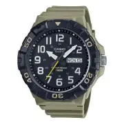 Casio MRW210H-5AV, Oversized Dial, Khaki Resin Band, Day/Date, 100 Meter WR