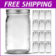 Versatile 12 Pack of Wide Mouth Glass Mason Jars for Pickling & Fermenting