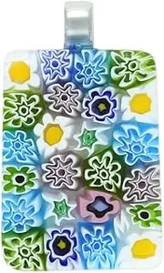 GlassOfVenice Murano Glass Millefiori Pendant Rectangular - Pastels