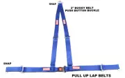 CLIP IN 2" BUGGY OFF ROAD SEAT BELT 3 POINT V ROLL BAR MOUNT HARNESS COBALT BLUE