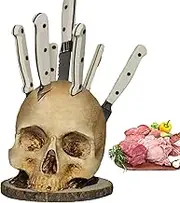 Skull Knifes Holder, Horror Skull Knifes Block For Kitchen Storage, Kitchen Tools Holder, Skull Shaped Kitchen Tools Storage For Countertop, Skeleton Head Knifes Rack Organizer, Gothic Kitchen Gadget