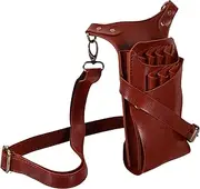 Healeved Detachable Leather Hairdressing Scissors Bag Barber Comb Pouch for Hairstylists Durable Tool Holder with Scissors Pockets Brown