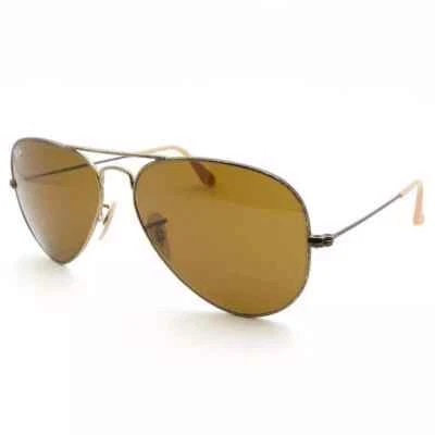 Ray Ban 3025 Aviator 177/33 Antique Gold Brown 62mm New Authentic Sunglasses