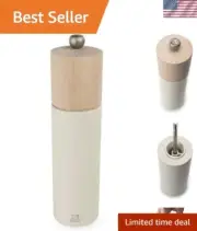 Boreal 8 inch Salt Mill - Eco-Friendly Beech Wood, Elegant Feather White