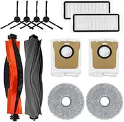 12 Pack Accessories Kit for Dreame L20 Ultra, for Dreame X20 Pro / X20 Pro Plus Robot Vacuum Parts, 2 Main Brush, 2 Dust Bag, 2 Filter, 4 Side Brush, 2 Mop Cloth