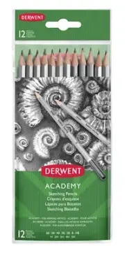 Pencils Graphite (5h To 6b) Derwent Academy Sketching x12
