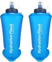 TRIWONDER Hydration Bladder Water Bottle BPA Free Foldable Water Reservoir Hydration Pack for Bicycling Hiking Camping Backpack (500ml/16.9oz - Blue - Pack of 2)