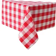 Checkered Tablecloth Rectangle - Stain Resistant, 60" x 120" Red and White