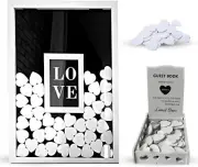 Blue Whales Wedding Guest Book with 65 Hearts and a Wooden Storage Box
