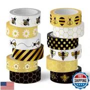 Whaline 12 Rolls Bee Washi Tape Foil Gold Honey Bee Washi Masking Tape 15mm W