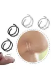 (4) Black And Silver Double Hoop Ring For Piercing Nose Lip Hoop Spiral Jewelry
