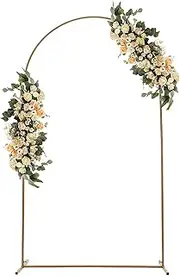 SHHUAOIL Semicircular Wedding Arch Background Stand Golden Iron Wedding Arch Three Can Be Decorated with Flower Balloons for Wedding Ceremony Birthday Parties (6.56ft)