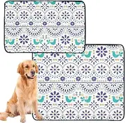 2 Pack Pee Blanket for Dogs Mexican Folk Art Texture Washable Dog Pee Pads Anti Slip Mat for Indoor 24x36in & 36x42in