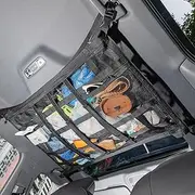 Car Ceiling Cargo Net with 3 Pockets,31.5"x21.6" Reduce Sagging Car Storage Mesh Organizer,Double Layer Roof Mesh Camping Overlanding Gear Must Haves Cargo Net for SUVs,Van,Road Trip Essentials