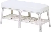 Sunflower Rattan S849WW Bench, Rattan, Cushioned, White, Width 31.5 inches (80 cm), Compact Size