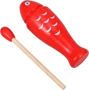 ERINGOGO 1 Set of Wooden Fish Shaped Guiro Latin Percussion Musical Instrument Red Guiro with Rhythm Stick Frog Instrument Musical Training Tool for Beginners and Professional