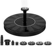 Solar Water Pump Kit for Water Feature Outdoor,1.2 W Solar Bird Bath Circle Fountain Pump, Solar Fountain with 4 Nozzles (Black Circle, 13 cm, 1.0 W)