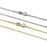 1PC Solid Silver Vermeil Rolo 1.5mm Wide Chain Necklace Gold/Silver FESV39