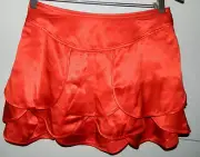 New Women 100% Silk A|X Armani Solid Orange/Red Mini Skirt Evening Party Size 2