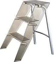 [MIUZ] 3 Step Ladder Folding Step Stools Step Ladder | Replica Kartell Upper Step Ladder (Light Brown)