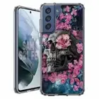 For Samsung Galaxy S20 S21 S23 S24 FE 5g TPU Case+Glass(Skull/Sakura)