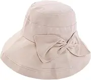[DEARMAMY] Men's Fashion Bow Knot Sun Hat Lightweight Breathable Uv-Proof Cap Wide Hat Brim Beige